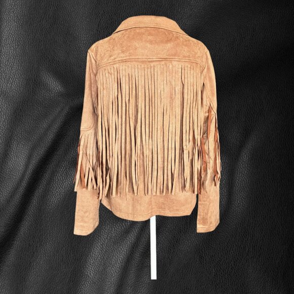 *NEW* Faux Suede Jacket Women Western Fringe Boho Coastal Cowgirl Rodeo - Picture 3 of 7